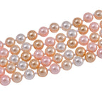 Mehrreihige Muschelkernperle in Gold, Rosa und weiß, 255 cm
