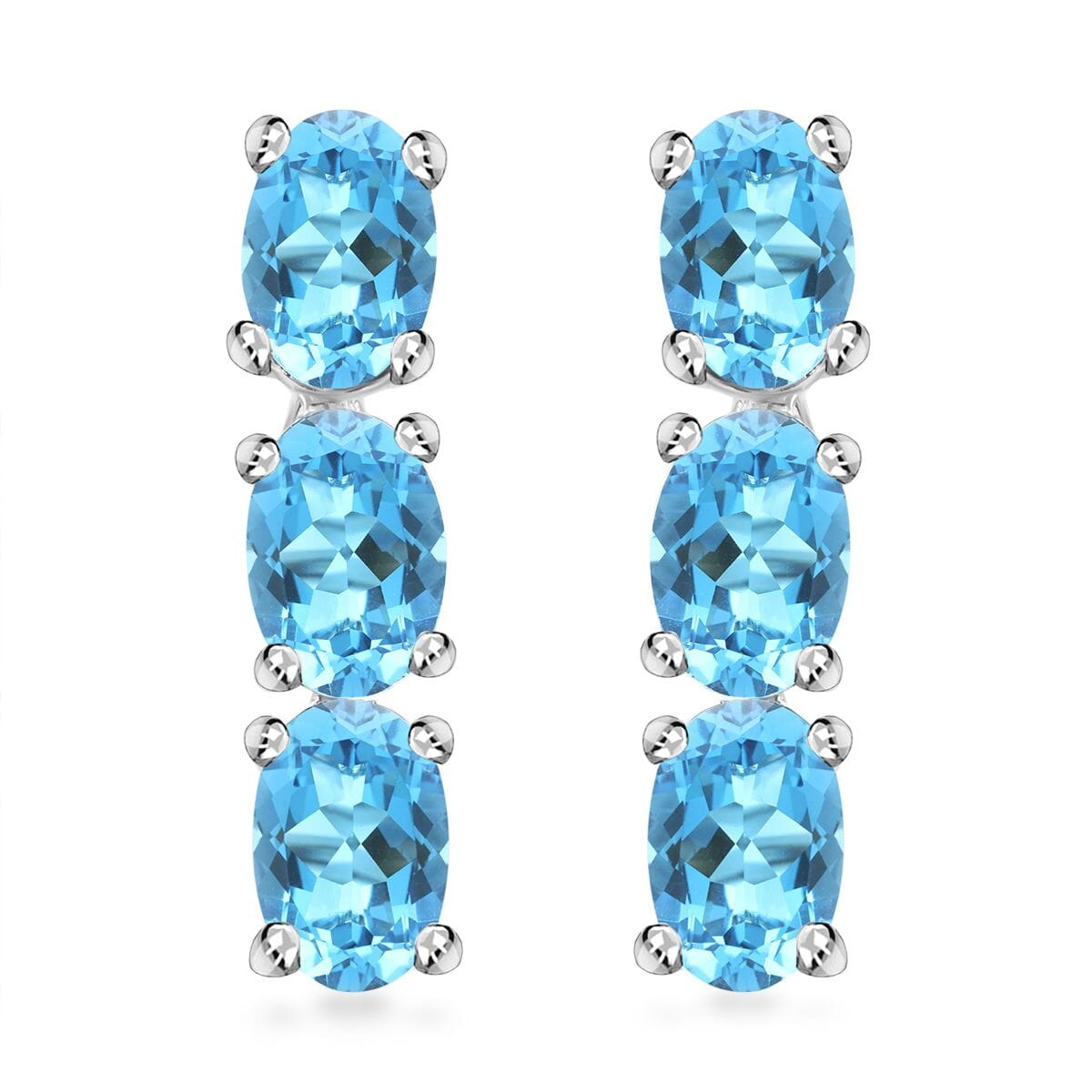 LUXORO zertifizierte und geprüfte AAA Santamaria Aquamarin Trilogie Ohrringe in 585 Weißgold - 2,40 ct.