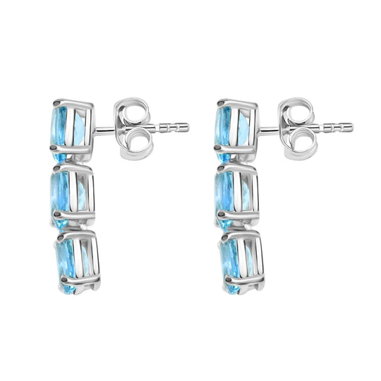 LUXORO zertifizierte und geprüfte AAA Santamaria Aquamarin Trilogie Ohrringe in 585 Weißgold - 2,40 ct.