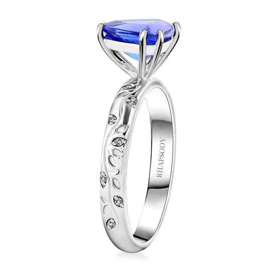 AAAA Tansanit, Weißer Diamant AGI zertifiziert Ring 950 Platin (Größe 20.00) ca. 2.30 ct