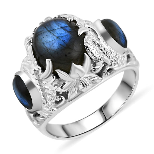 Labradorit Ring 925 Silber (Größe 18.00) ca. 8.84 ct