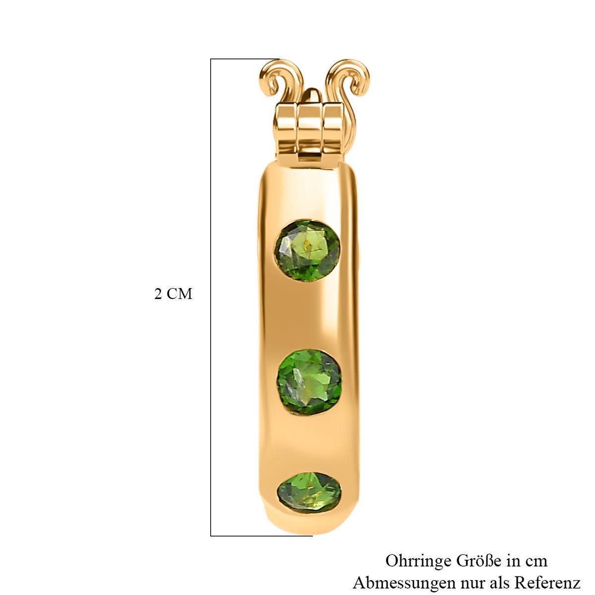Natürlicher Chromdiopsid Ohrringe 925 Silber vergoldet ca. 0.77 ct