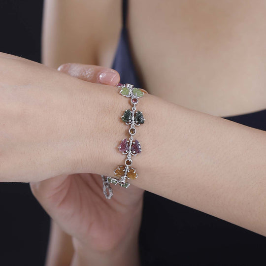 Mehrfarbig-Turmalin Armband ca. 19 cm 925 Silber rhodiniert ca. 16,41 ct.