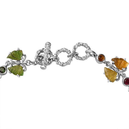 Mehrfarbig-Turmalin Armband ca. 19 cm 925 Silber rhodiniert ca. 16,41 ct.