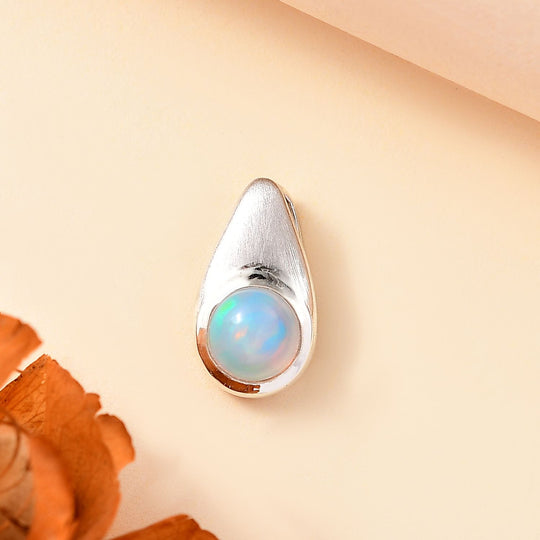 Natürlicher, äthiopischer Welo Opal Anhänger 925 Silber platiniert ca. 0.59 ct