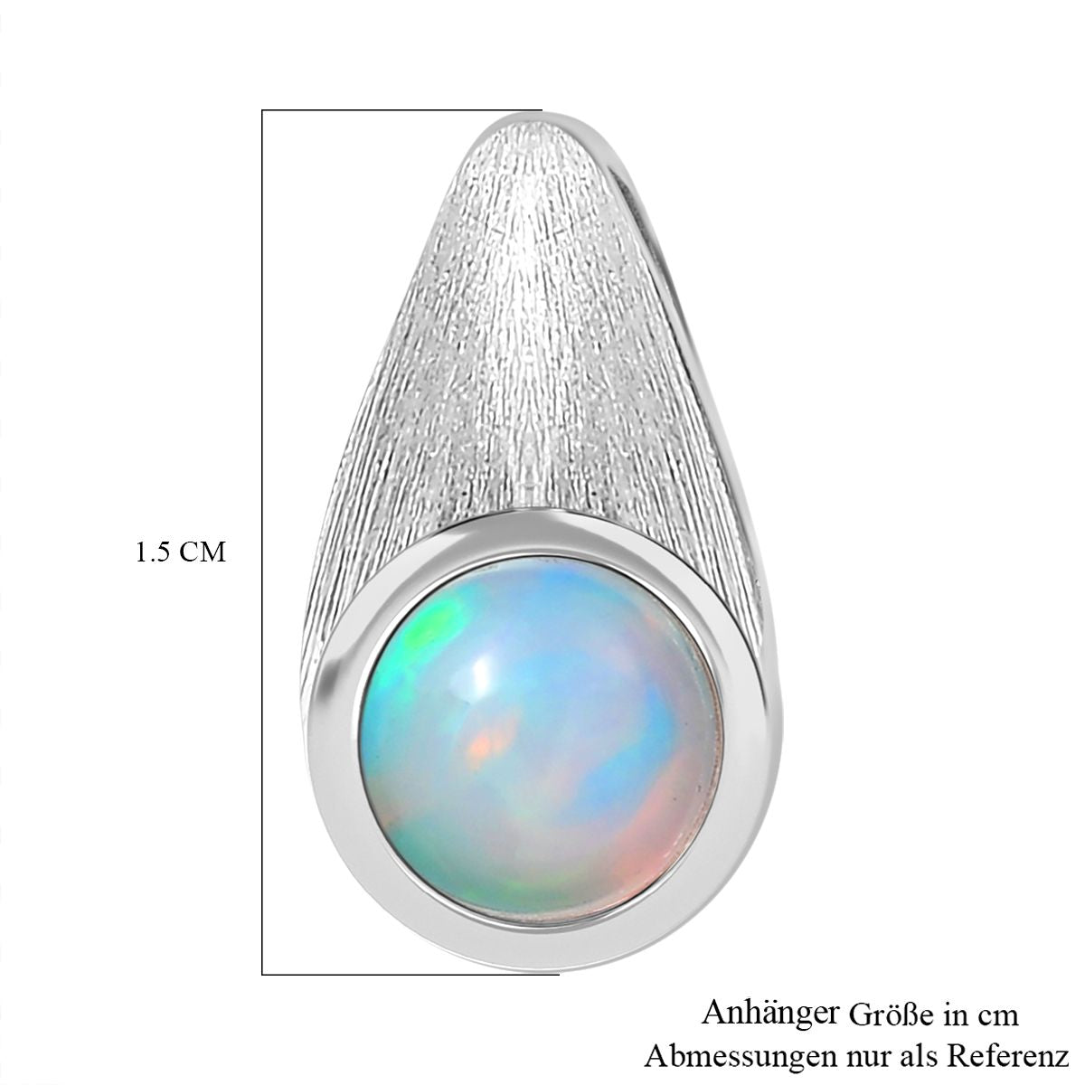 Natürlicher, äthiopischer Welo Opal Anhänger 925 Silber platiniert ca. 0.59 ct