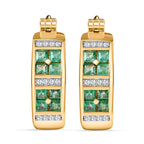 Kagem Sambischer Smaragd, Weißer Zirkon Ohrringe 925 Silber 750 Gelbgold Vermeil ca. 1.08 ct