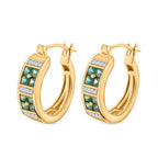 Kagem Sambischer Smaragd, Weißer Zirkon Ohrringe 925 Silber 750 Gelbgold Vermeil ca. 1.08 ct