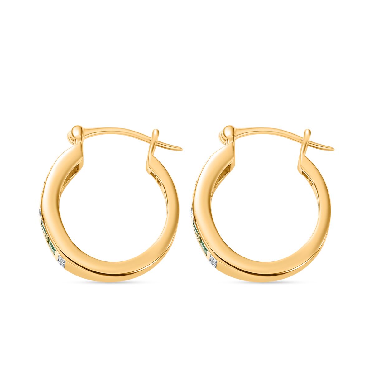 Kagem Sambischer Smaragd, Weißer Zirkon Ohrringe 925 Silber 750 Gelbgold Vermeil ca. 1.08 ct