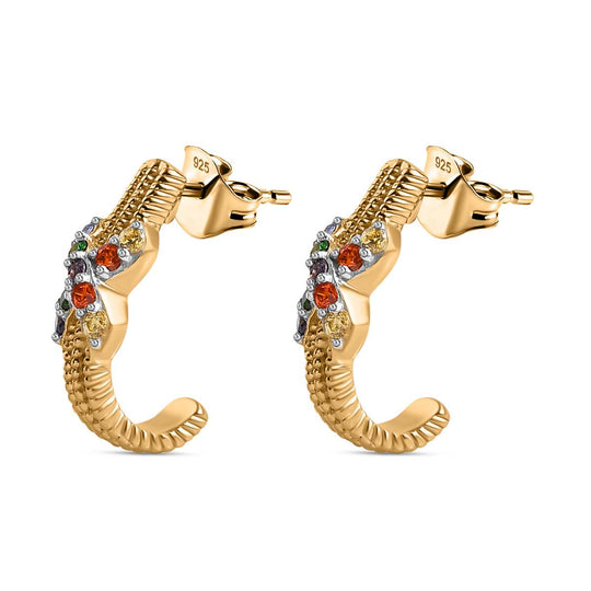 Lustro Stella Roter Zirkonia, Orange Zirkonia Ohrringe 925 Silber vergoldet