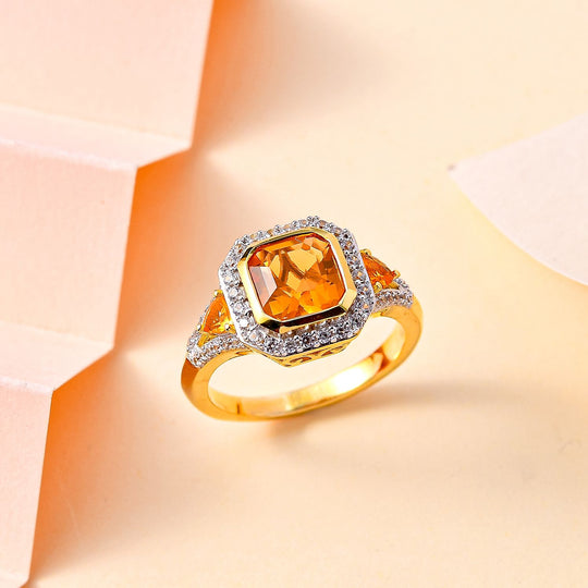 AA Salamanca Feueropal Ring, 925 Silber 750 Gelbgold Vermeil (Größe 20.00) ca. 1.82 ct