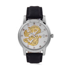 STRADA - Japanisches Uhrwerk, Weißer Kristall schwarzer Uhr, 23.5 cm, Silber