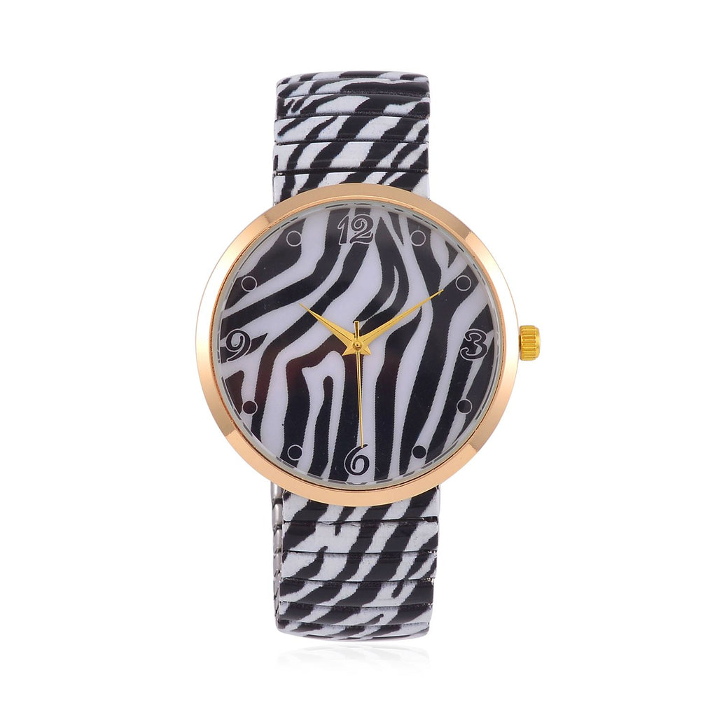 STRADA - Japanisches Uhrwerk, Flexible Uhr, Zebra Muster