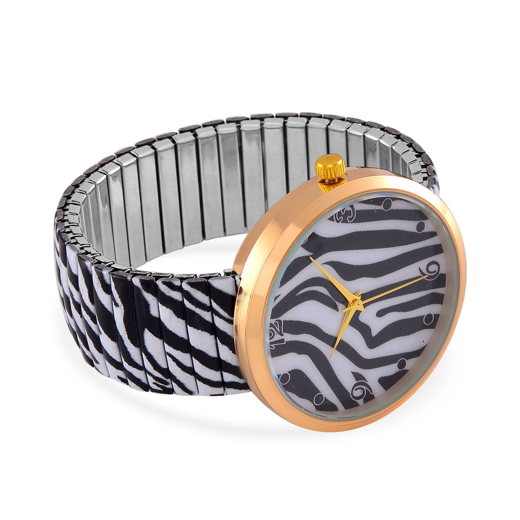 STRADA - Japanisches Uhrwerk, Flexible Uhr, Zebra Muster