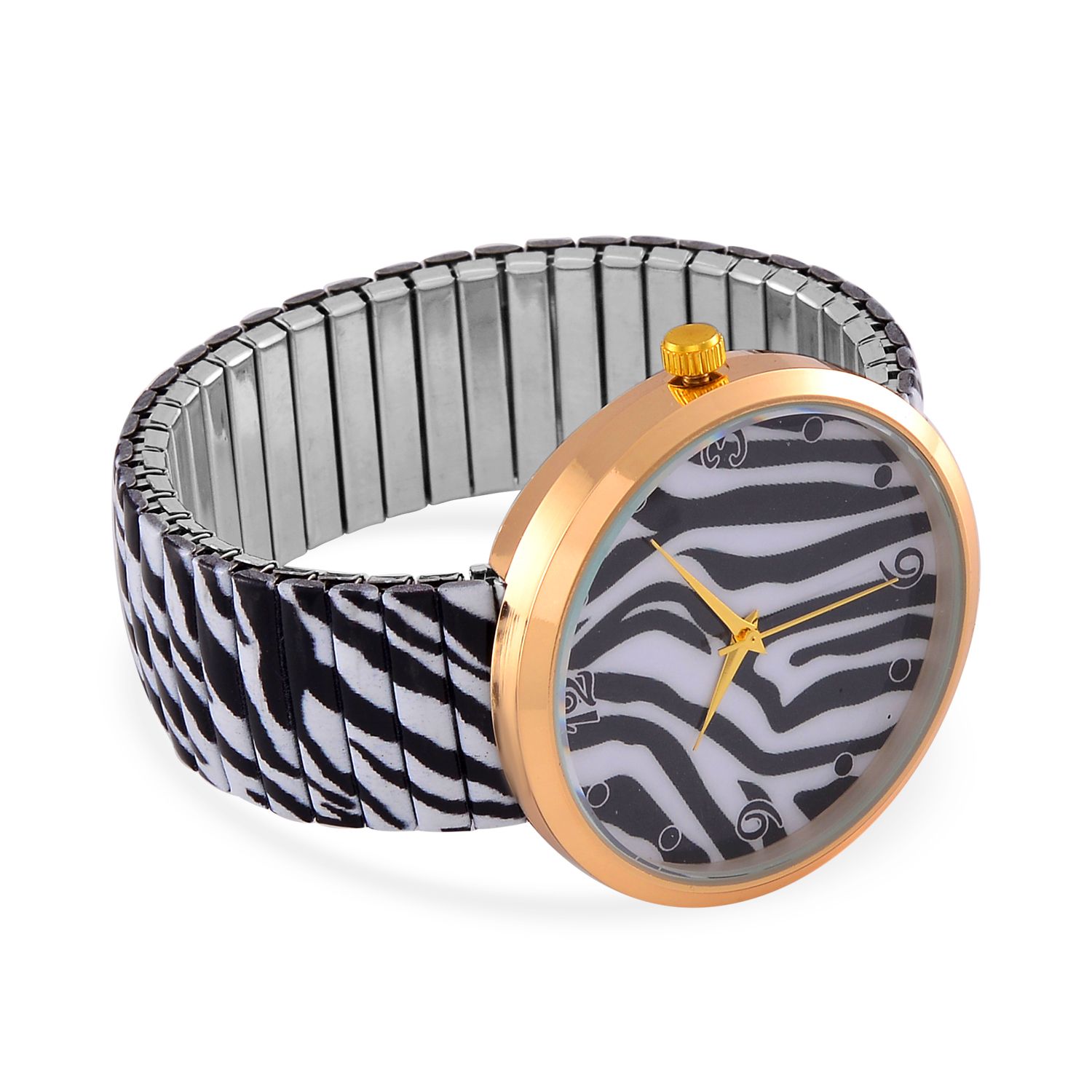 STRADA - Japanisches Uhrwerk, Flexible Uhr, Zebra Muster