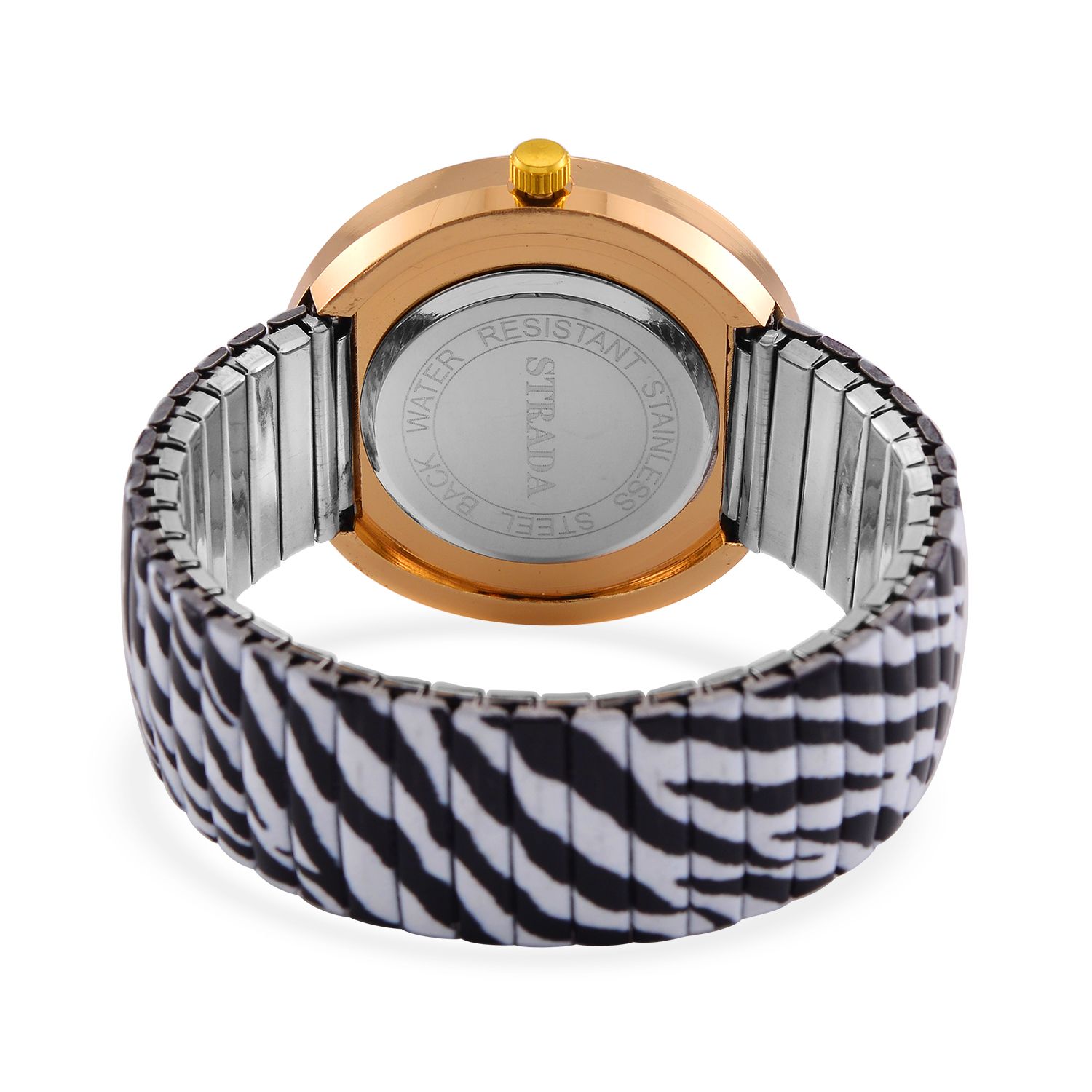 STRADA - Japanisches Uhrwerk, Flexible Uhr, Zebra Muster