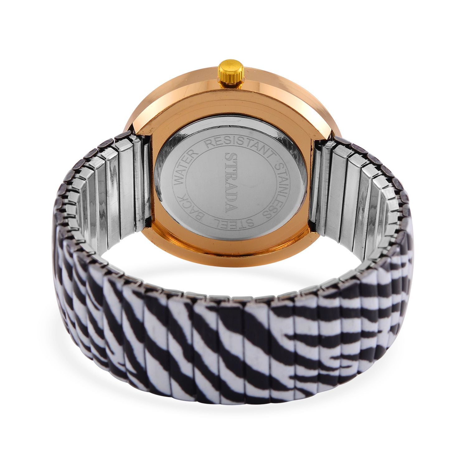 STRADA - Japanisches Uhrwerk, Flexible Uhr, Zebra Muster