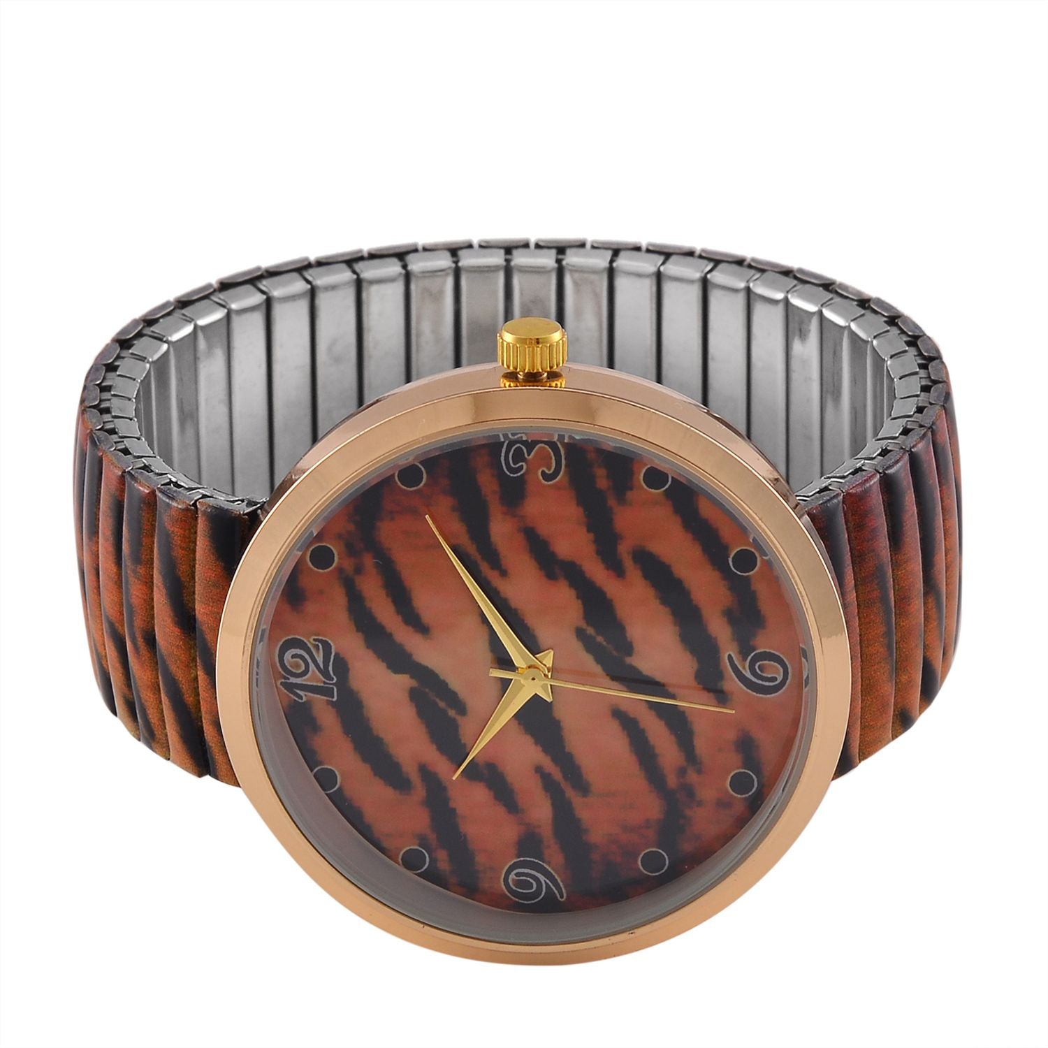 STRADA - Japanisches Uhrwerk, Flexible Uhr, Tiger Muster