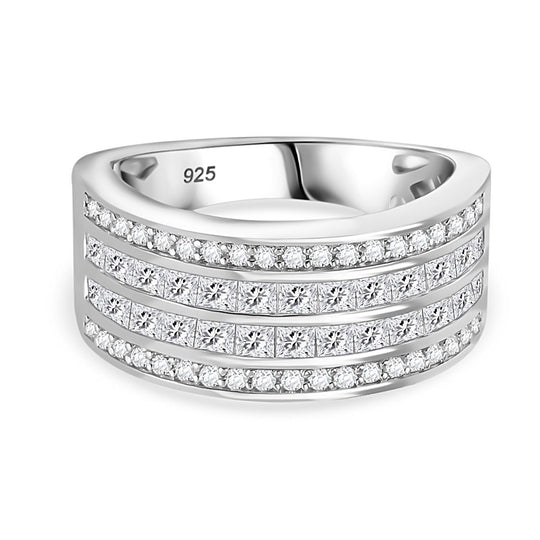 Moissanit Ring 925 Silber rhodiniert (Größe 16.00) ca. 1,60 ct