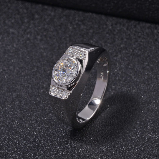 Moissanit Ring 925 Silber rhodiniert (Größe 16.00) ca. 1,09 ct
