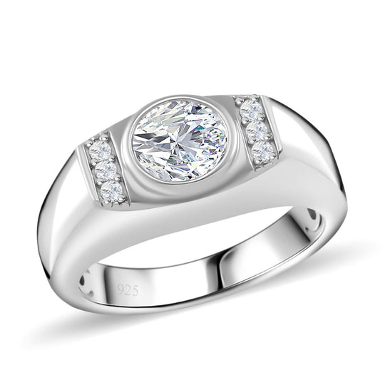 Moissanit Ring 925 Silber rhodiniert (Größe 16.00) ca. 1,09 ct