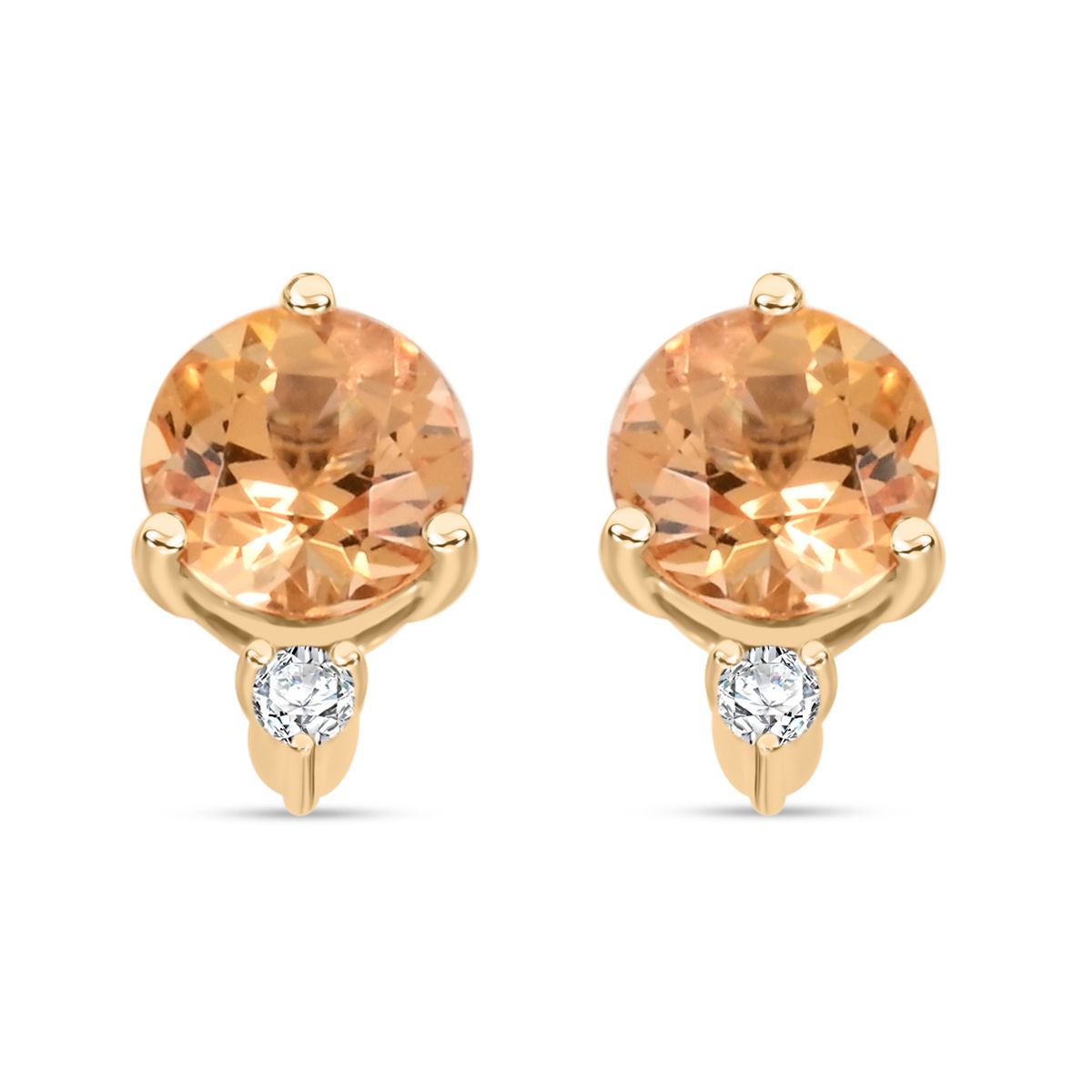AAA Kaiserlicher Topas, Weißer Diamant AGI zertifiziert Ohrringe 417 Gold ca. 1.20 ct