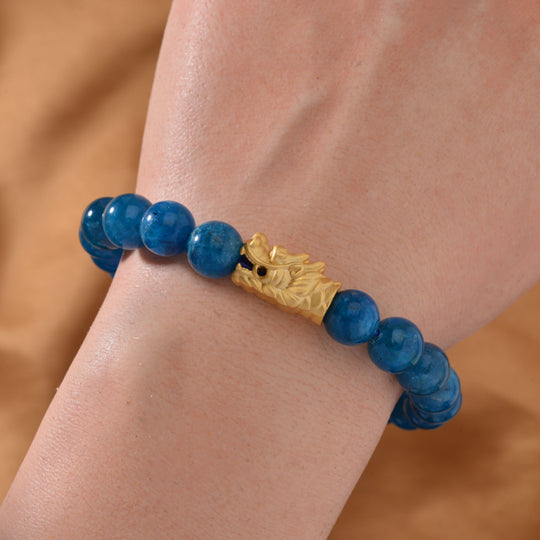 Blauer Apatit Flexibles Armband, 925 Silber vergoldet ca. 165.00 ct