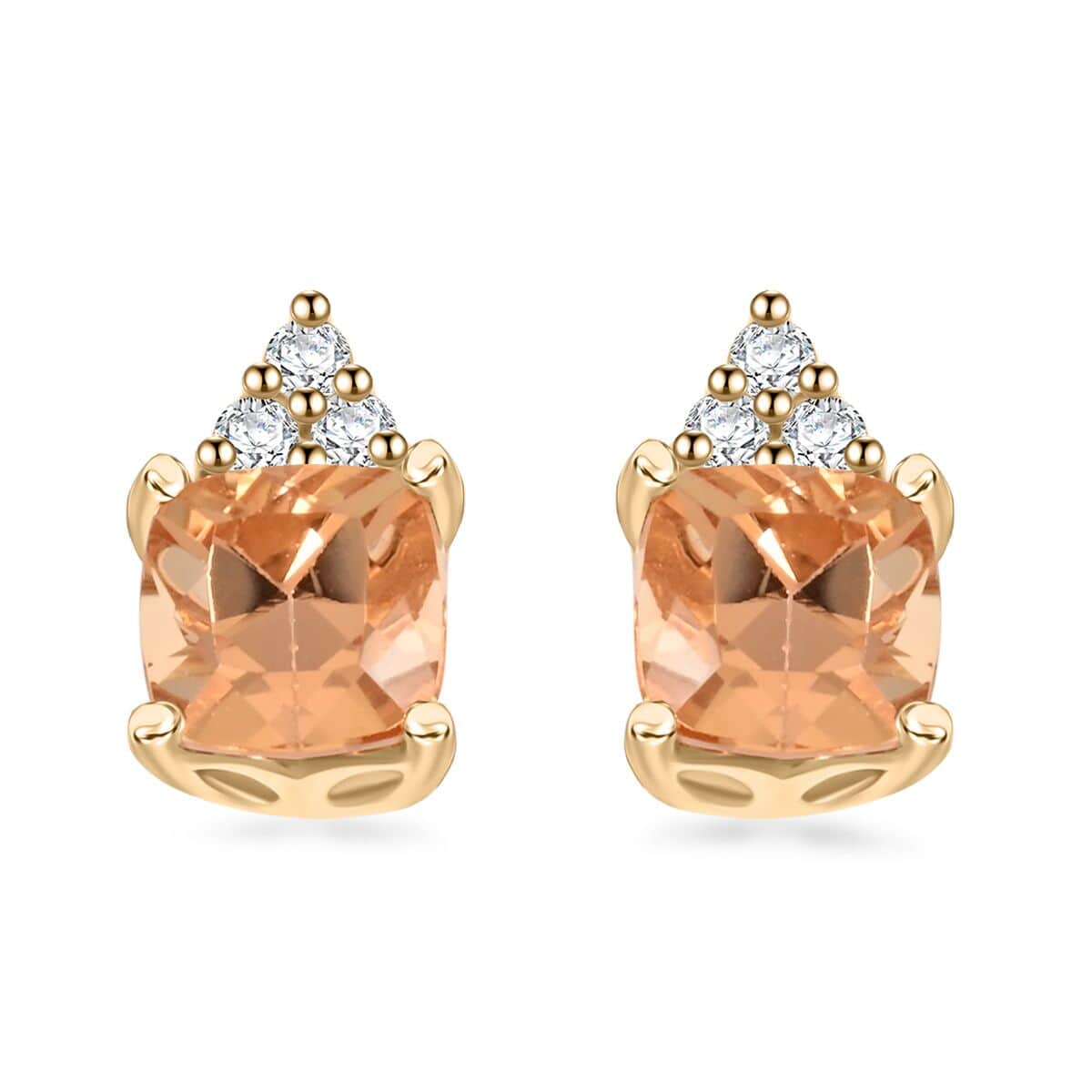 AAA Kaiserlicher Topas, Weißer Diamant AGI zertifiziert Ohrringe 417 Gold ca. 1.59 ct
