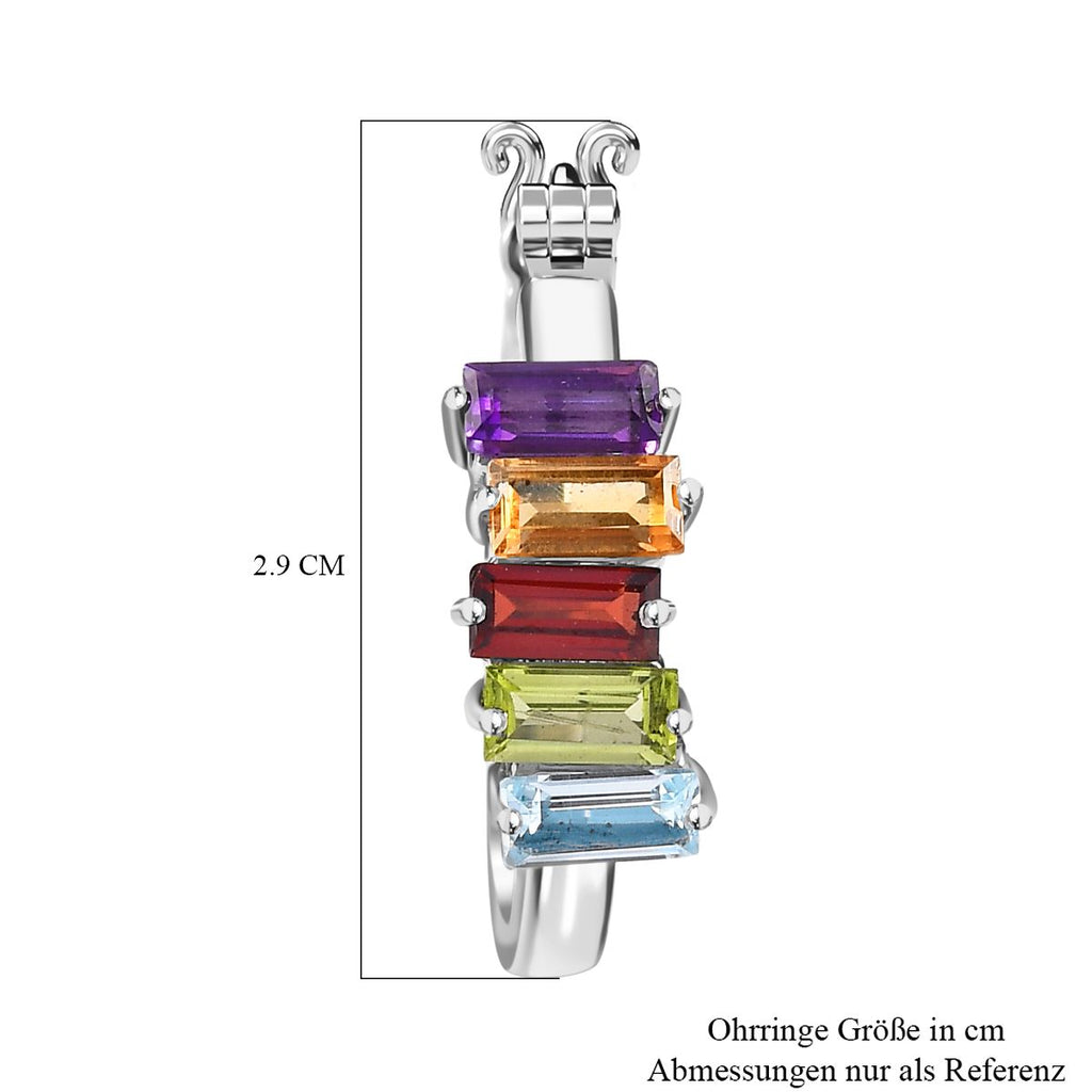 Roter Granat, Himmelblauer Topas Ohrringe Edelstahl ca. 4,11 ct.