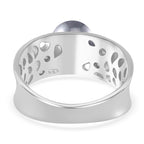 Tahiti Muschelkernperle, Moissanit Ring 925 Silber platiniert (Größe 16.00)