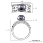 Tahiti Muschelkernperle, Moissanit Ring 925 Silber platiniert (Größe 16.00)