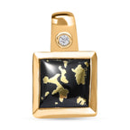 Tucson Exklusive- Goldenite, Weißer Zirkon Anhänger 925 Silber 750 Gelbgold Vermeil ca. 2.61 ct