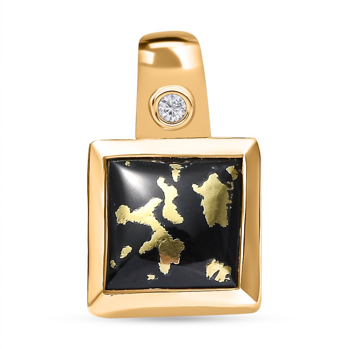 Tucson Exklusive- Goldenite, Weißer Zirkon Anhänger 925 Silber 750 Gelbgold Vermeil ca. 2.61 ct