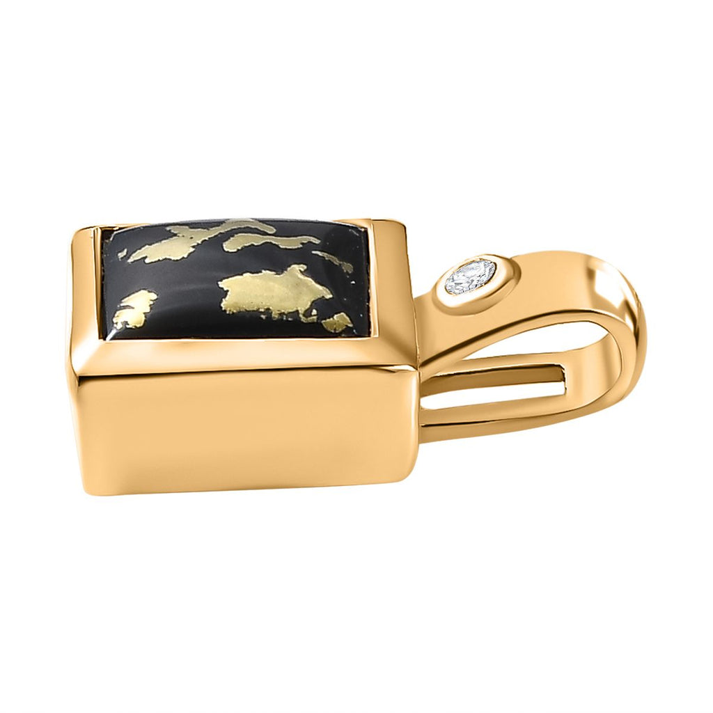 Tucson Exklusive- Goldenite, Weißer Zirkon Anhänger 925 Silber 750 Gelbgold Vermeil ca. 2.61 ct
