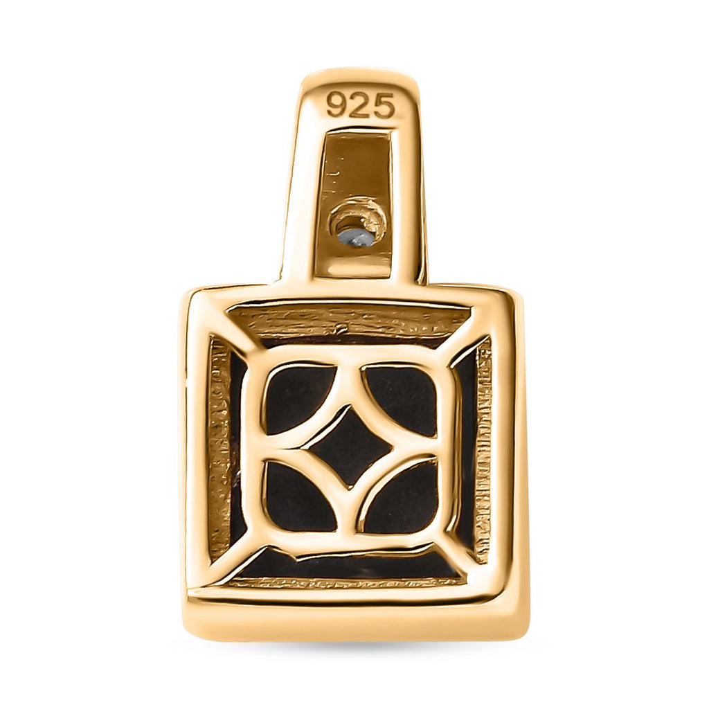 Tucson Exklusive- Goldenite, Weißer Zirkon Anhänger 925 Silber 750 Gelbgold Vermeil ca. 2.61 ct