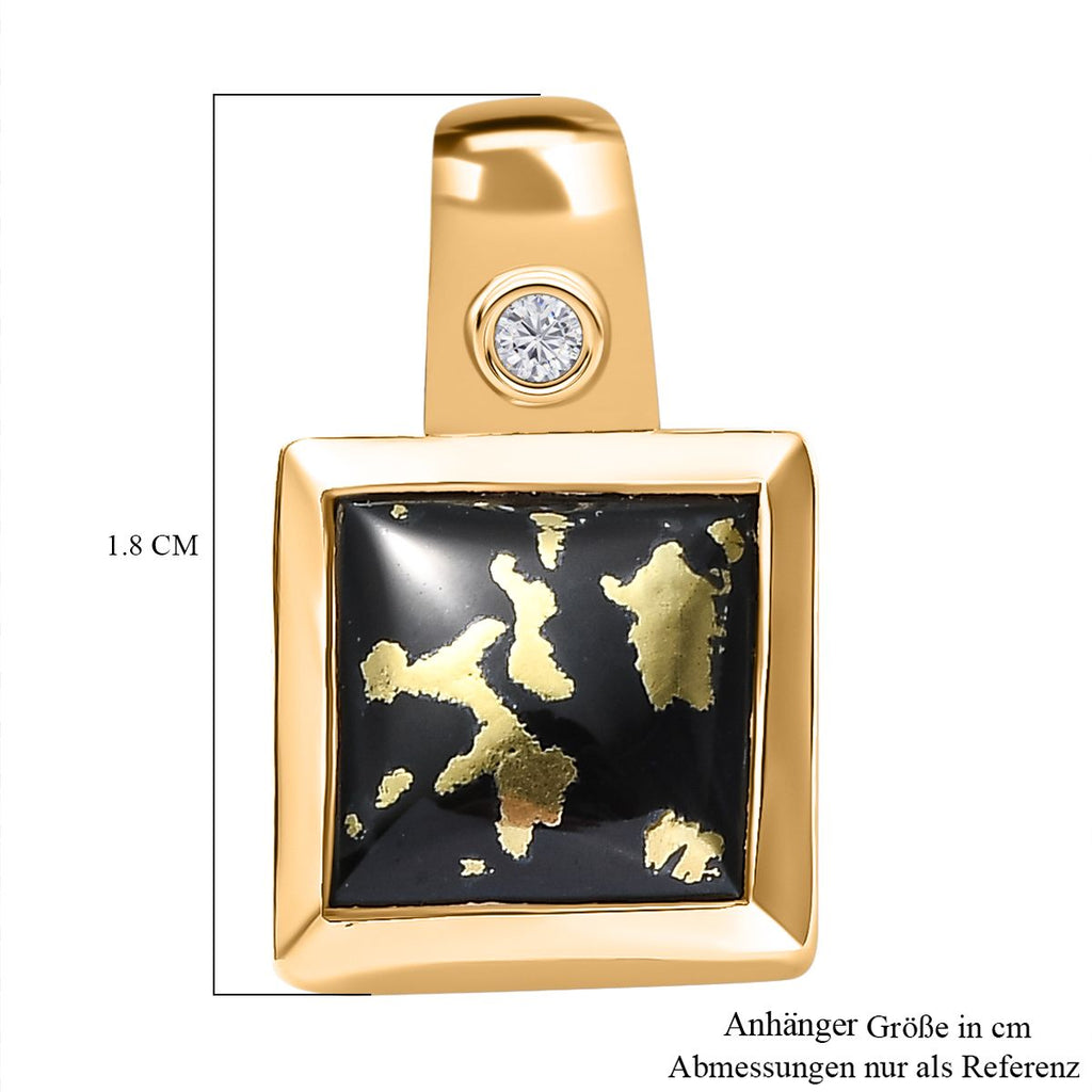 Tucson Exklusive- Goldenite, Weißer Zirkon Anhänger 925 Silber 750 Gelbgold Vermeil ca. 2.61 ct