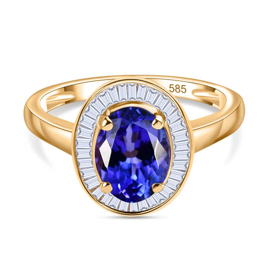 AAA Tansanit, Weißer Diamant Ring 585 Gold (5-7 Tagen Lieferzeit) (Größe 16.00) ca. 1,88 ct