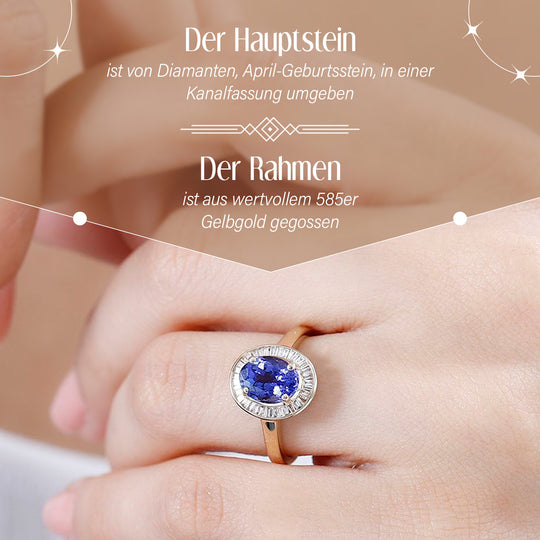 AAA Tansanit, Weißer Diamant Ring 585 Gold (5-7 Tagen Lieferzeit) (Größe 16.00) ca. 1,88 ct