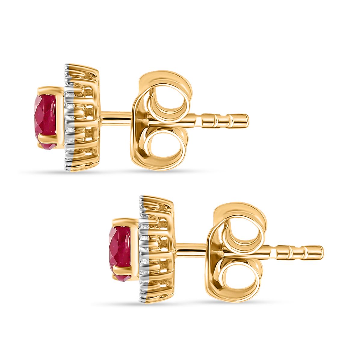 AAA Montepuez-Rubin, Weißer Diamant I2-I3 Ohrringe 375 Gold ca. 1.60 ct