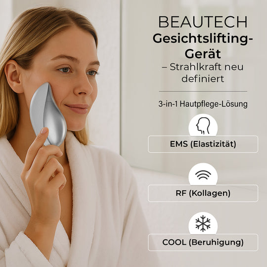 Beautech 3-in-1 Beauty-Gerät mit EMS, RF und Kältetherapie, ca. 13,3x7,5x3,5 cm, USB-Kabel