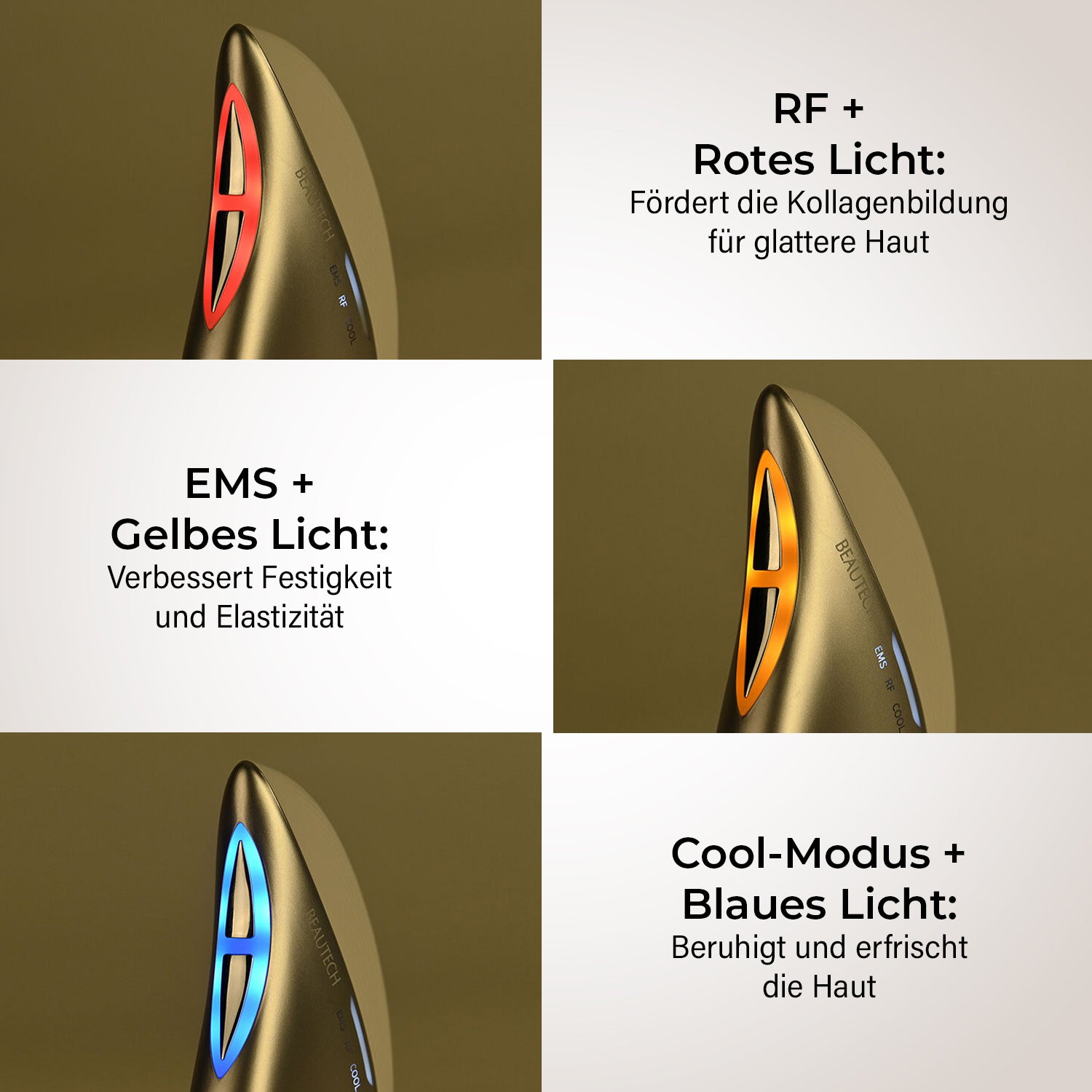 Beautech 3-in-1 Beauty-Gerät mit EMS, RF und Kältetherapie, ca. 13,3x7,5x3,5 cm, USB-Kabel