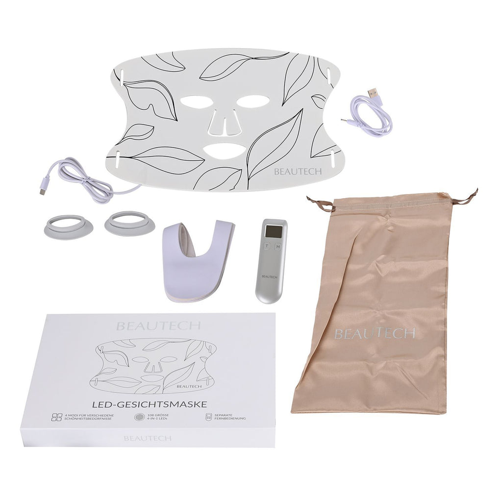 Beautech LED-Gesichtsmaske aus Silikon mit Controller, 33,8x21,8x0,5 cm