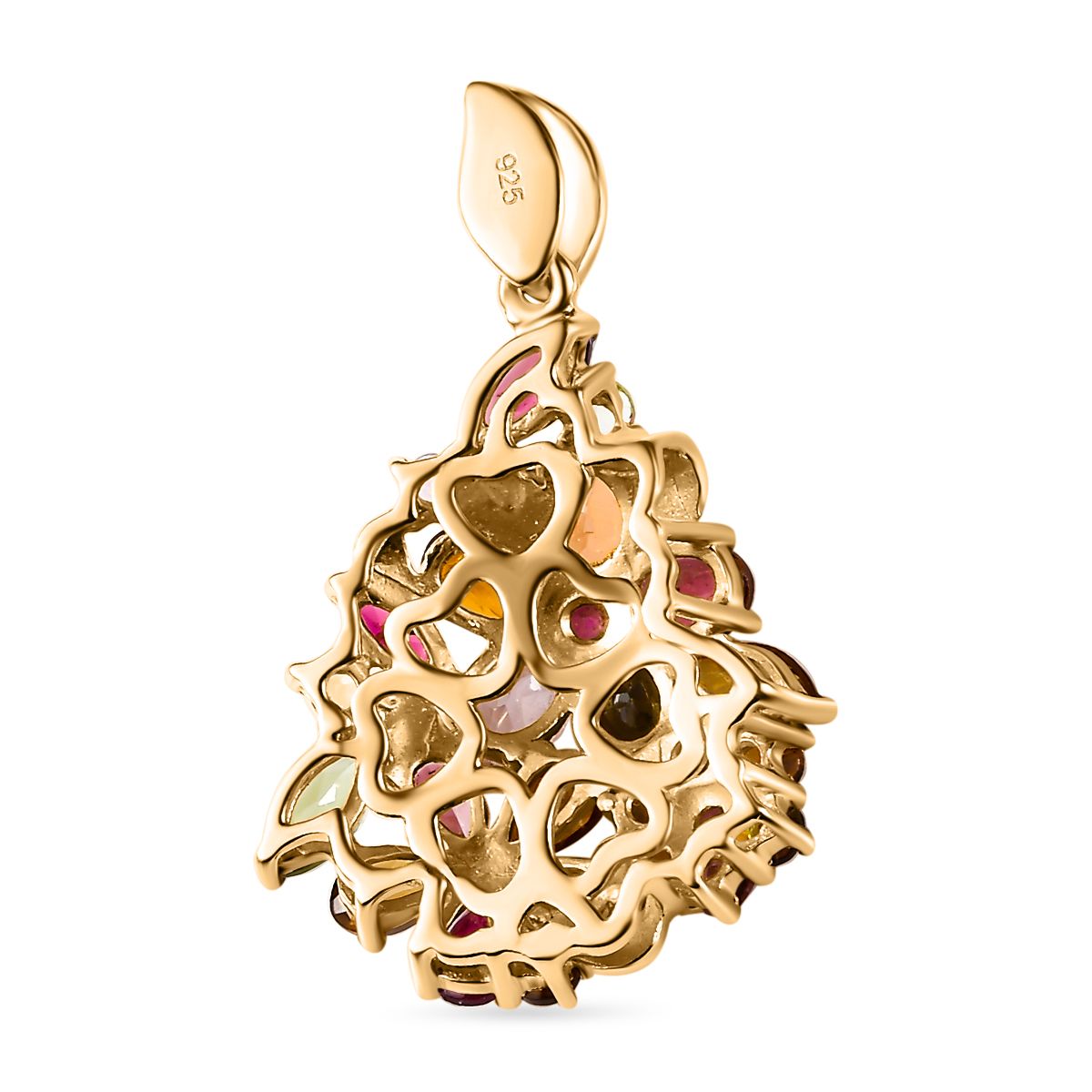 AA Mehrfarbig-Turmalin Anhänger 925 Silber 750 Gelbgold Vermeil ca. 4,26 ct.
