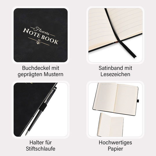 Premium-2er-Set; Notizbuch und Taschentagebuch mit geschnitztem, samtigem Hardcover und Kugelschreiber, Rot