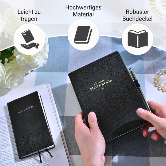 Premium-2er-Set; Notizbuch und Taschentagebuch mit geschnitztem, samtigem Hardcover und Kugelschreiber, Rot