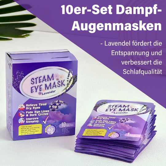 Lavendel-Dampf-Augenmasken, 10er-Pack - Selbstwärmend, entspannend mit Lavendelduft, lindert Trockenheit und Augenringe. Größe 18 x 8 cm