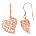 Herz Ohrringe, 925 Silber in Rosegold Vermeil