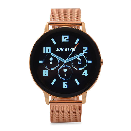 Eleganz Mesh HiWatch Plus, Silber und Gold, Smartwatch mit Dual-Modus Bluetooth, 1,28 IPS Display und Wassergeschütztes Design