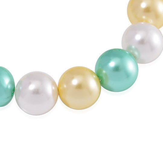 Flexibles, goldenes, weißes und grünes Muschelkernperlen-Armband