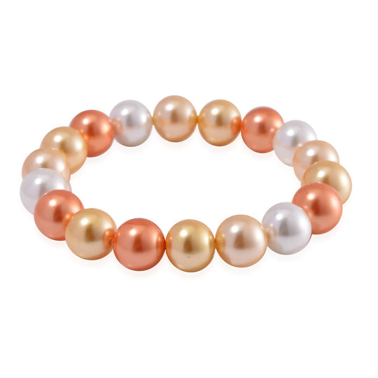 Flexibles, goldenes, weißes und grünes Muschelkernperlen-Armband